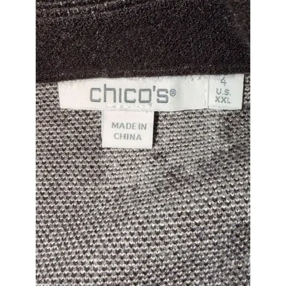 Chico’s Black Gray Floral Knit Button Jacket Cardigan – Size 4 XXL - Picture 5 of 7